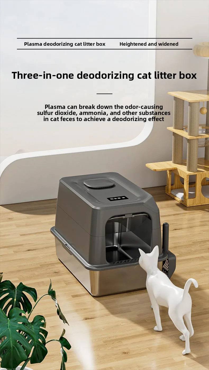 Automatic Self Cleaning Cat Litter Box Large Covered Deodorizing_voghion.com