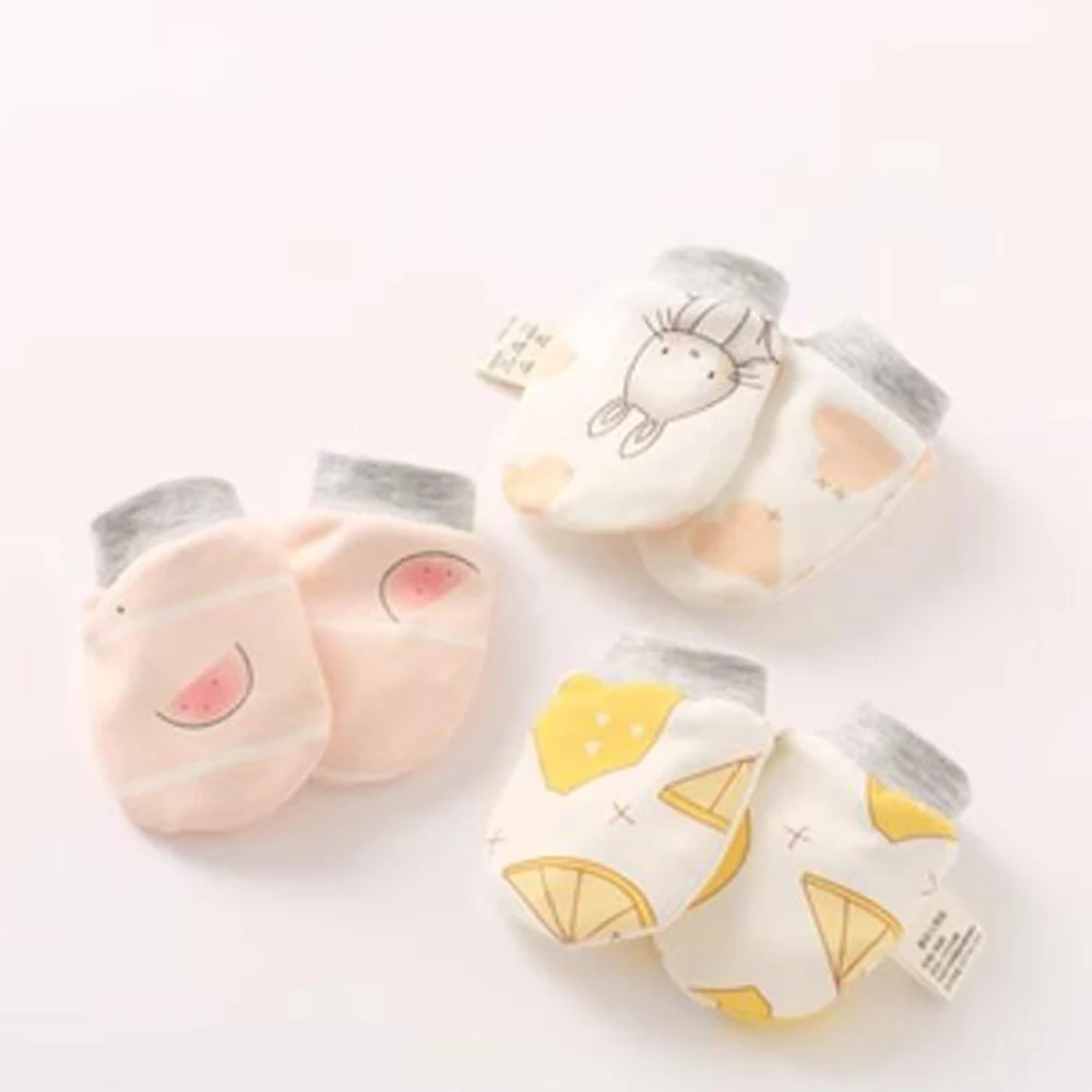 Baby Anti Scratch Gloves Cotton 0-3 Months Face Protection Mittens Unisex Boy Girl Newborn Accessories 2