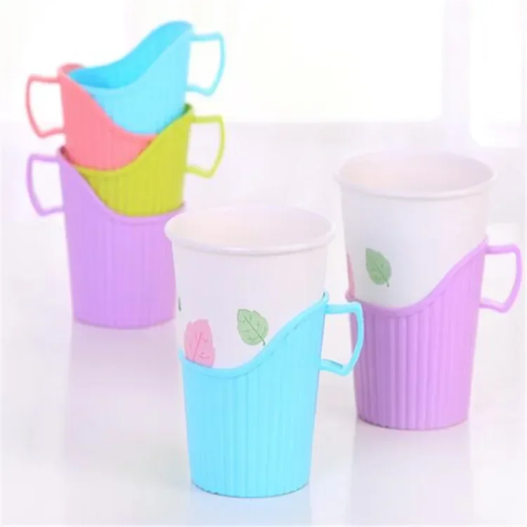 3 PCS Porable Plastic Disposable Paper Cup Holder Heat Cold Insulation silicon cup holder