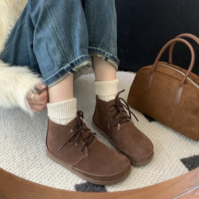 

Snow Women Boots Fashion Lace Up Slip On Platform Shoes For Women Ankle Boots Waterproof Platform Plush Winter Shoes Botas Mujer