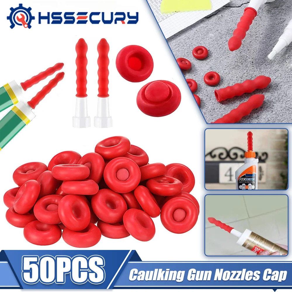 

10-50pcs Caulking Gun Nozzles Cap Red Caulk Saving Caulk Saver Tube Covers for Sealing and Preserving Leakproof Sleeve Tool
