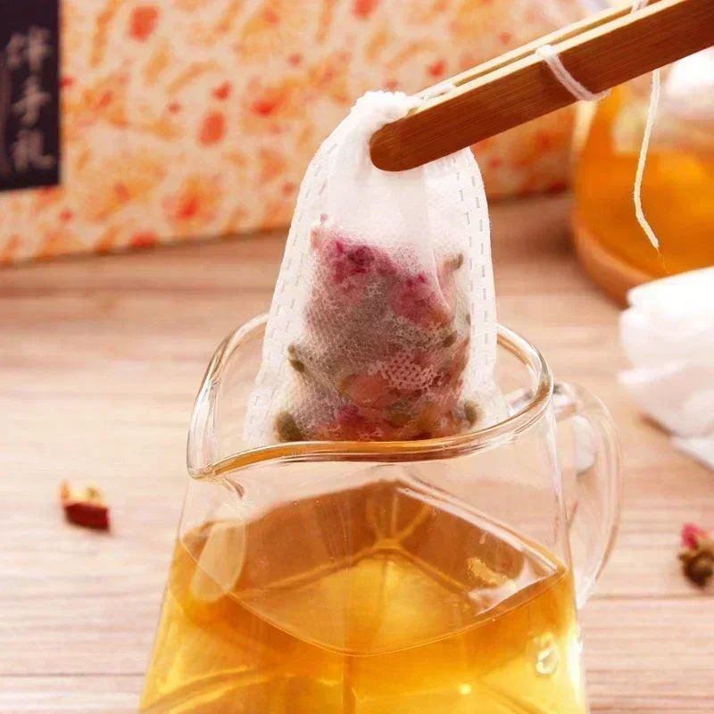 100pcs Disposable Tea Bags with String Heal Seal Non-woven Fabric TeaFilter Bag For Herb Loose Tea Teaware Spice Filter Bag disposable tea bags disposable tea filter bags