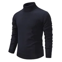 Mens Autumn Winter Turtleneck Sweater Mens Casual Slim Solid Thicken Fleece Warm Knitted Pullover Street Versatile Knitwear 4XL 2