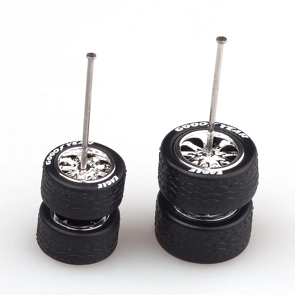 1/10Sets 1:64 Car Wheel With Rubber Tires Staggered Front Small Rear Large Wheel For 1:64 Hot Wheel/Domeka/ Model Car Off-road 4