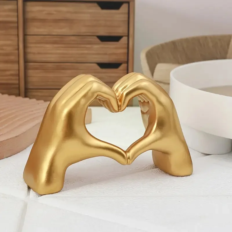Resin Love Gesture Statue Miniature Sculpture Light Luxury Art Craft for Home Office Desk Decor