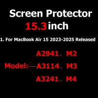 Screen Protector for MacBook Air 15 2023-2025 Released 15.3Inch Model A2941 M2 A3114 M3 A3241 M4 Clear Laptop Tempered Glass - Image 3