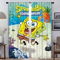 Elegant Room Curtains for Living Room S-SpongeBobS Partition Blackout Curtain Home Interior Curtains 2 Pieces Shades Kitchen 1