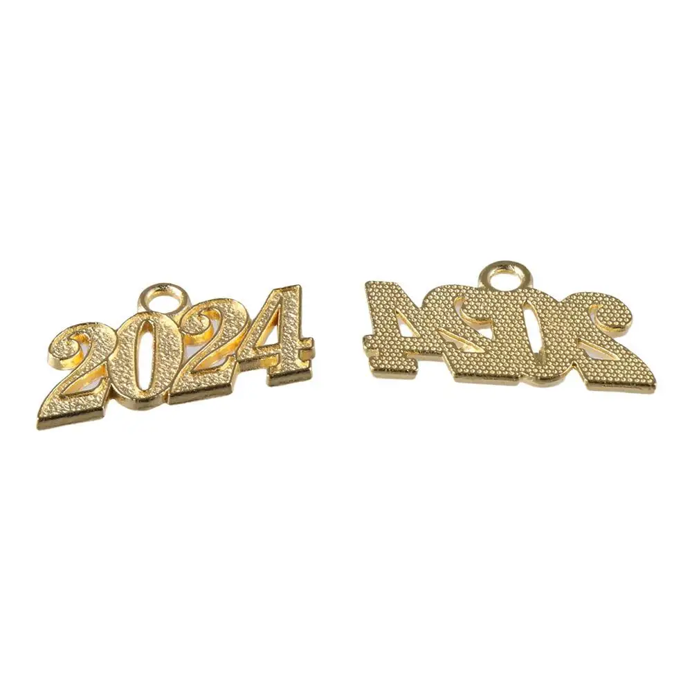 FRUTA 20 Pcs Year 2024 Charms Alloy 2024 Year Letter Charms Graduation  Tassel Charm for Jewelry Making Handcraft Work Graduation Tassel DIY- Gold