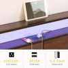 Bed Frame with Storage Headboard and 4 Drawers Bed Frame Size with Charging Station LED Lights Metal Platform Non-Sl 5
