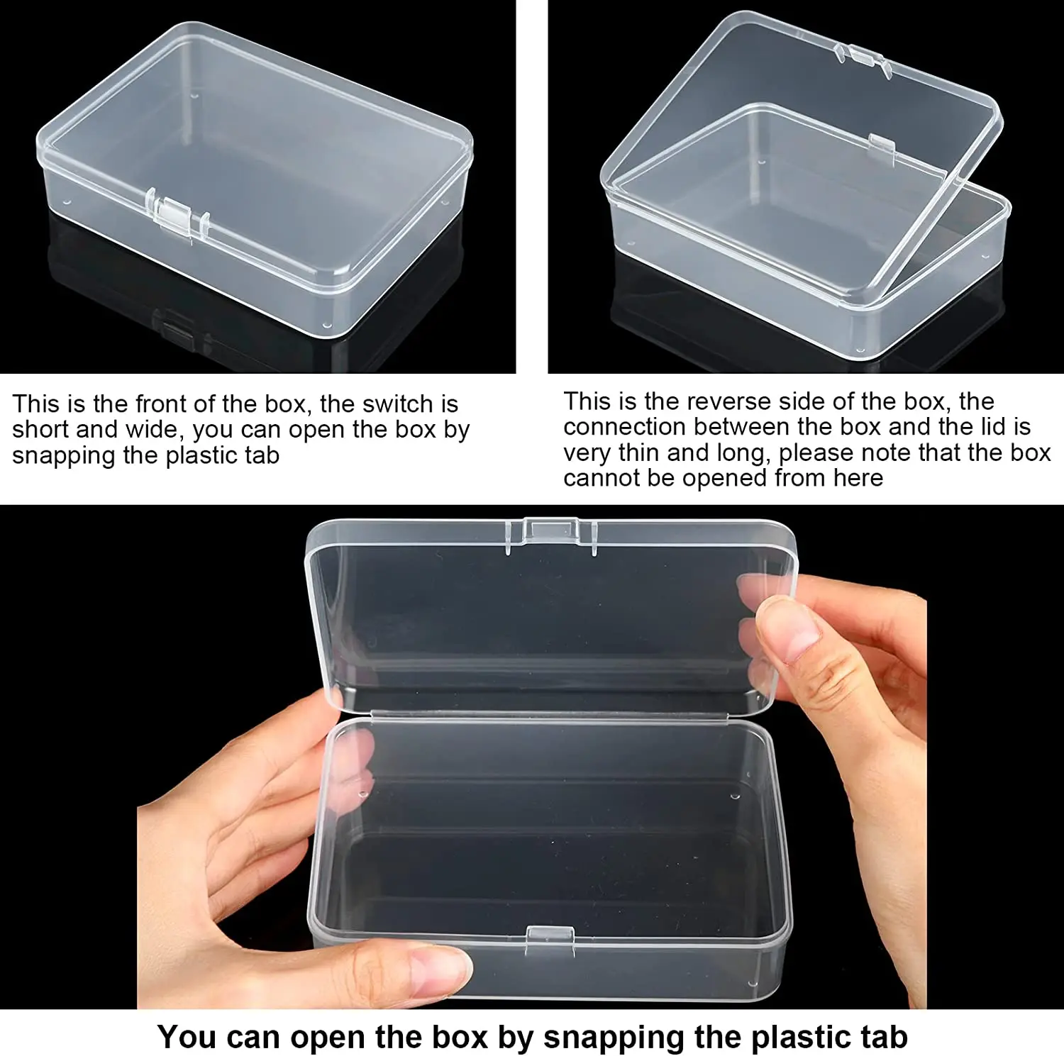 28 Pieces Mixed Sizes Rectangular Empty Mini Plastic Storage Small Clear  Plastic Beads Containers Box with Hinged Lid for of Ite