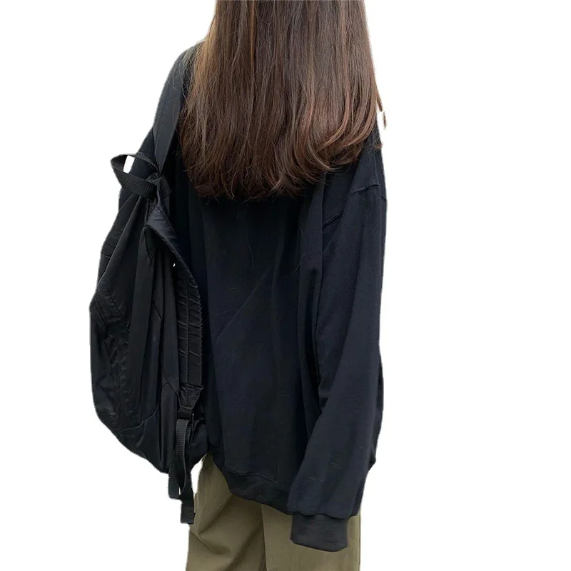 White Loose Fit Women Sweatshirt Long Sleeve Pullover Top