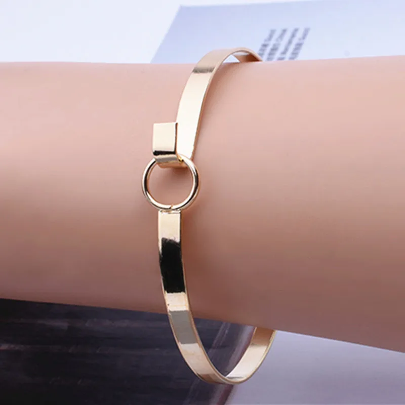 Matte Double Ring Bangle Bracelet Female Metal Jewelry bangle bracelet