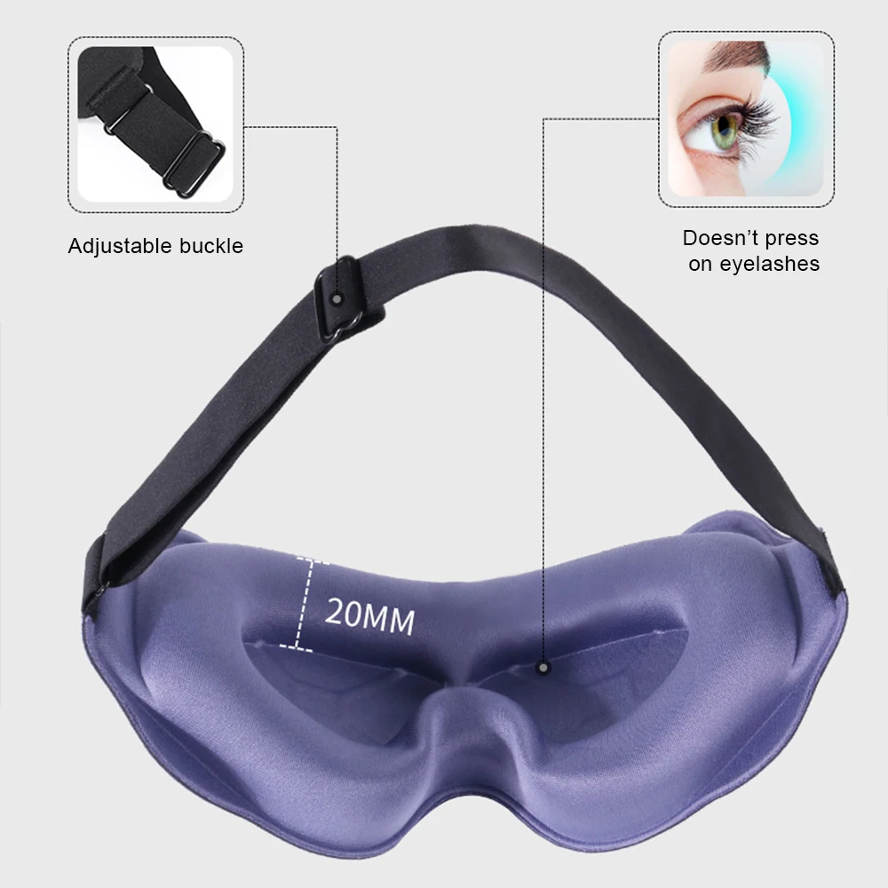 3D Memory Foam Sleep Mask – 100% Light Blocking Eye Covers with Adjustable Strap