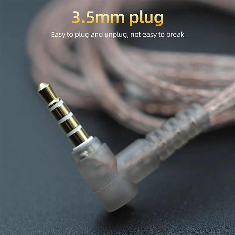 KZ ZS10 ZSN ZEX PRO In Ear Cable High-Purity Oxygen-Free Copper Twisted Earphone Cable 2 pin Cable Silver Plated Cable With Mic