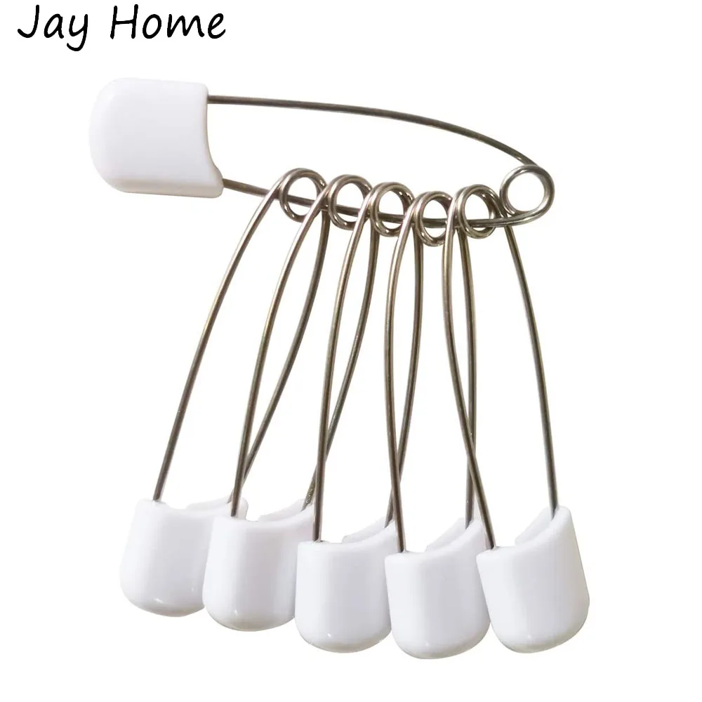 50 Pcs Baby Safety Pins - 1.6 Inch Stainless Steel With Locking Plastic Heads, For Diapers, Crafts, Sewing (Black & White) - View #8