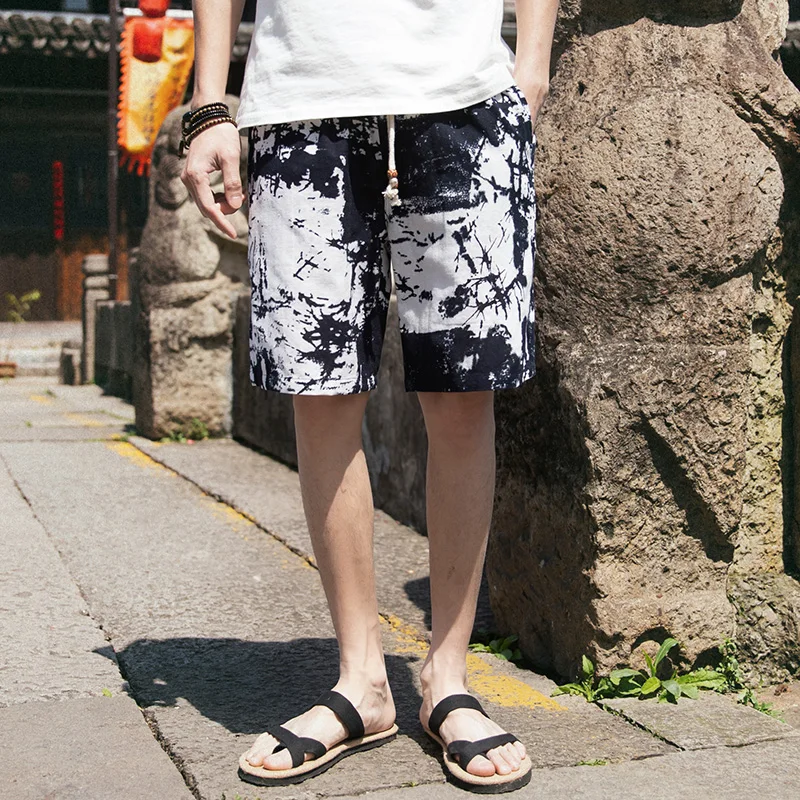 2024 Summer New Boutique Flower Cotton Linen Men's Casual Beach Shorts Men's Comfortable Breathable Leisure Shorts Male XXXXXL 5