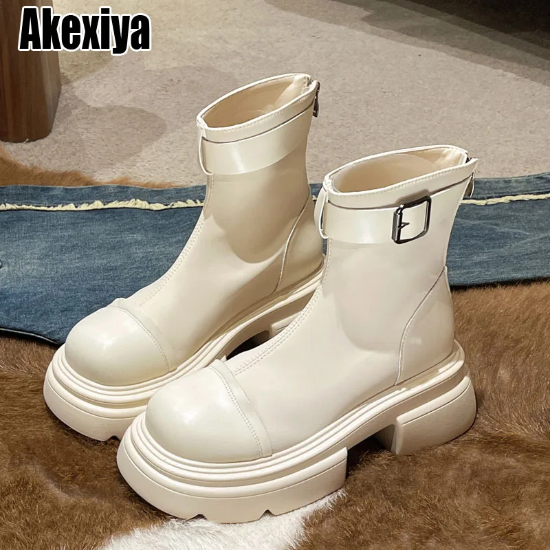 

Leisure Women Ankle Boots 2023 Winter Platforms Round Toe Basic Short Boots Shoes Woman Casual Outdoor bc7080