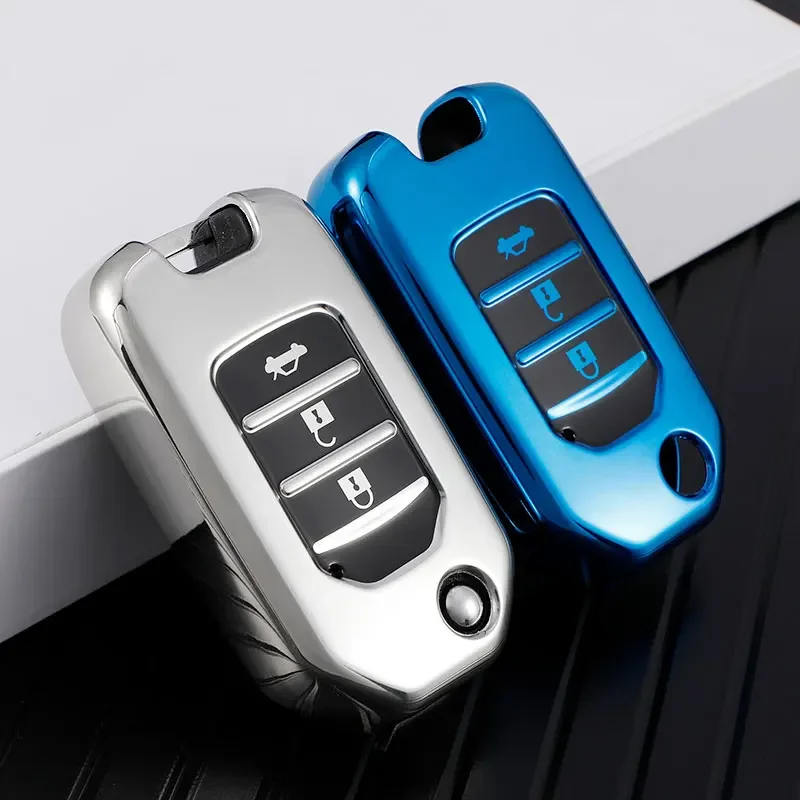 Key Case Cover Key Case Flip Key Fob Shell Car Key Shell For Honda Accord Civic CR-V HR-V HRV Crider Jade Odyssey Car TPU Folding Key Cover