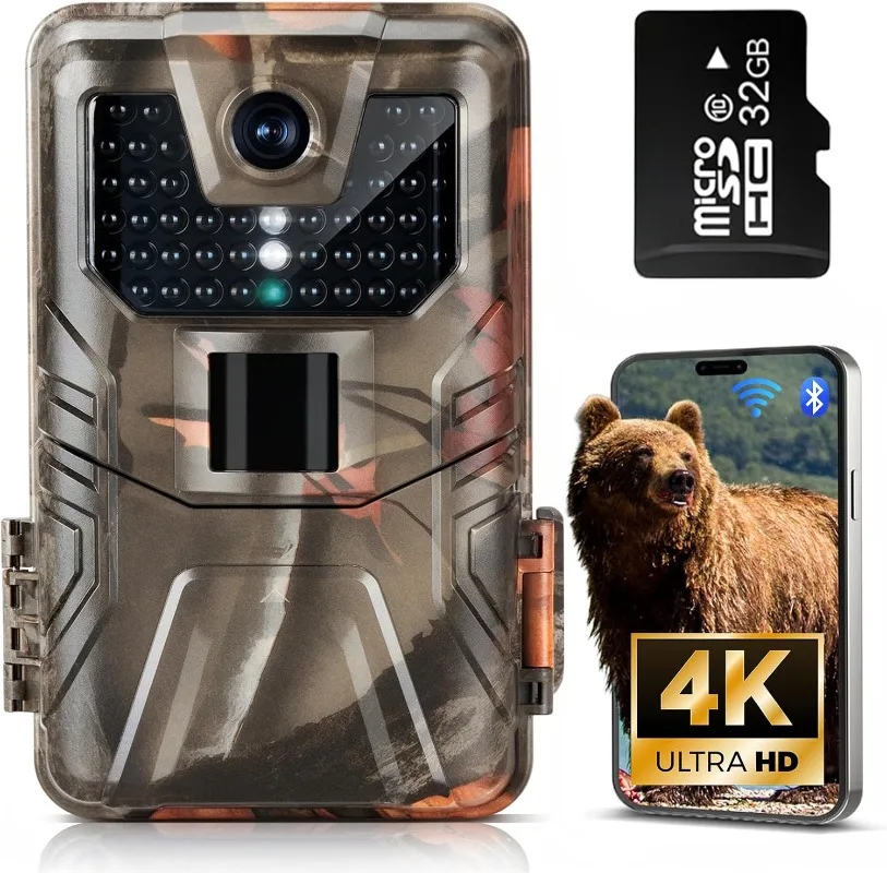 Caméra trail WiFi 4K 48MP Bluetooth vision nocturne 0.2s déclenchement angle large étanche