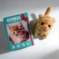 Jouet chat électrique qui marche et qui miaule - Animal en peluche réaliste qui court, cadeau mignon 2026 pour enfants, jouets électroniques pour bébés 3