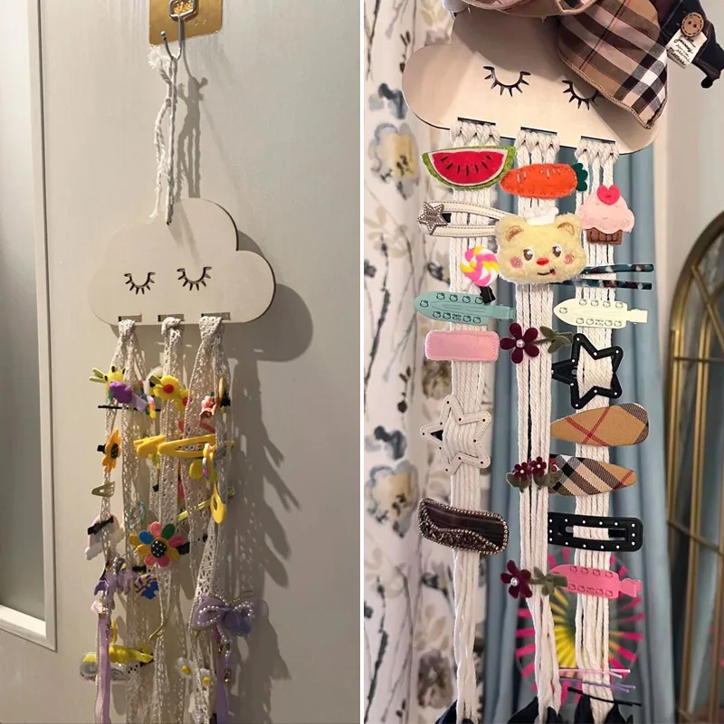 DIY Nordic Style Multicolor Solid Wood Cloud Style Accessories Princess Hairpin Hair Band Bow Storage Pendant Accessories Girls