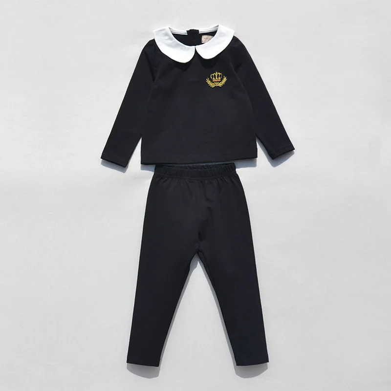 Children's White and Black Lounge Pajama Robe with Red Embroidered Crown