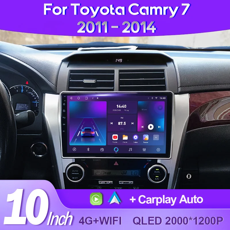 

QSZN For Toyota Camry 7 XV 50 55 2011 - 2014 2K QLED Android 13 Car Radio Multimedia Video Player GPS AI Voice CarPlay 4G Stereo