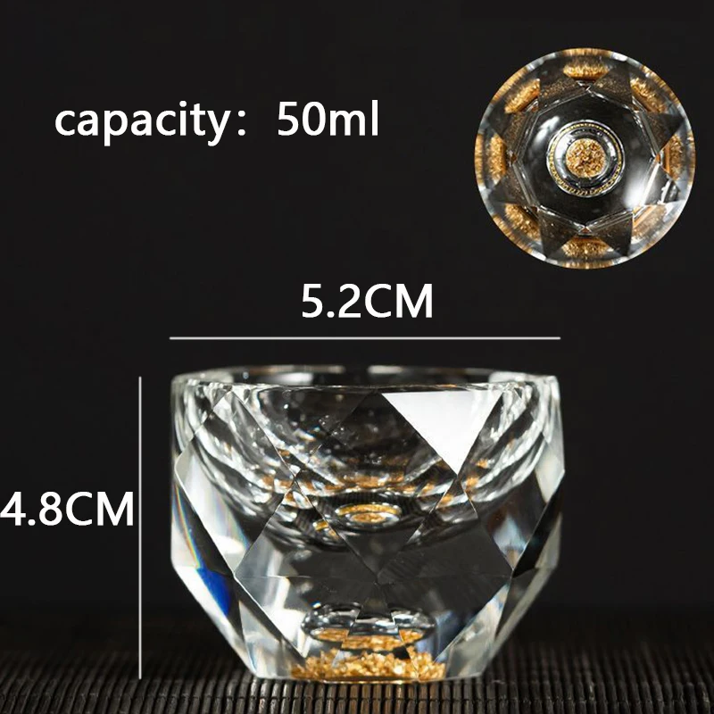 YWDL 1/2/4/6pcs 300ml Liquor Dispenser Measuring Pot Wine Bottle Gold Foil lead-free Crystal Glass Sake 50ml Wine Cup