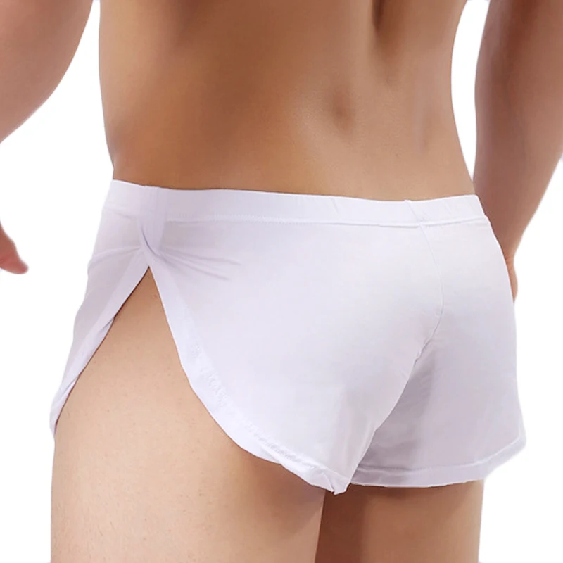 Sexy Men Sleepwear Loose Men's Boxer Running Sports Comfy Pajamas Side Split Underwear Shorts Breathable Panties Underpants