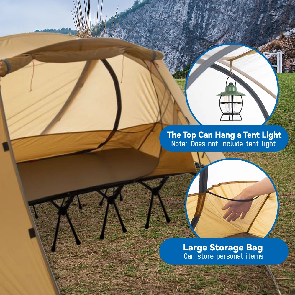 1 Person Tent Lightweight Backpacking Tent with Elevated Platform Double layer for 4 Season