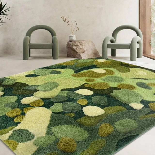 3D Flocked Moss Carpet Mats Living Room Green Flocked Bedside Carpet  Bathroom Non-slip Bedroom Thicker Mat - AliExpress