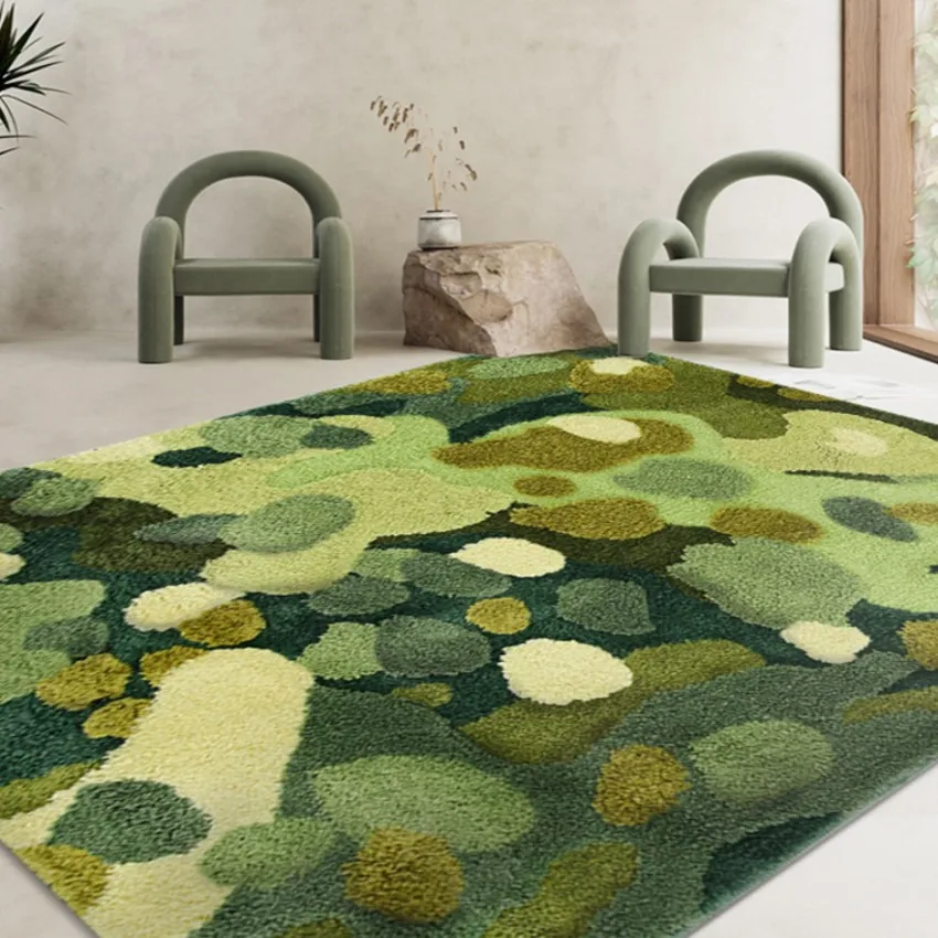 Moss Feeling 3d Tufting Area Rug In Green Color, Nordic Style Runner