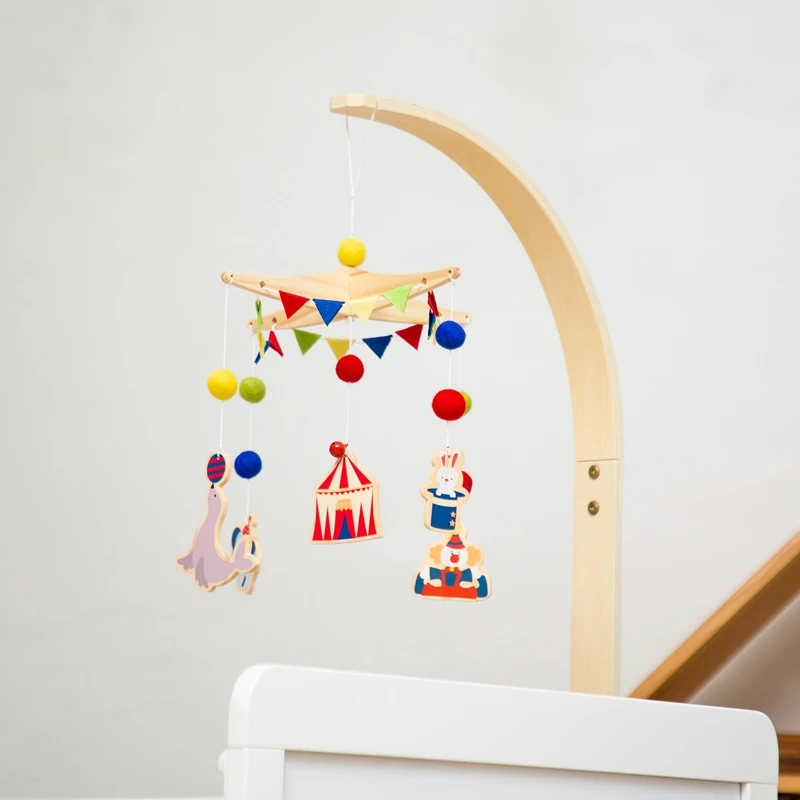 Newborn Panda Bamboo Leaf Bed Bell Toys 0-12 Months for Baby Crib Bed Wood Bell Mobile Toddler Carousel Cot Kid Musical Toy Gift