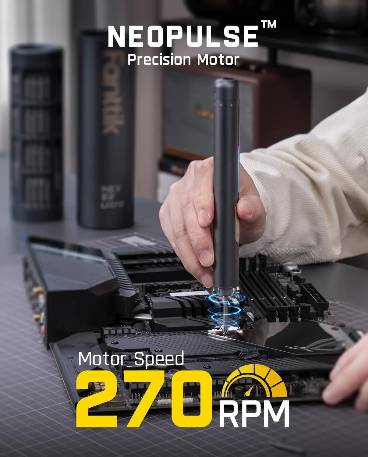 E2 Ultra Mini Electric Screwdriver, Cordless Screwdriver, Max 0.6N.m, 50 Magnetic Bits, 5/32'' Hex, Magnetic Storage, Repair