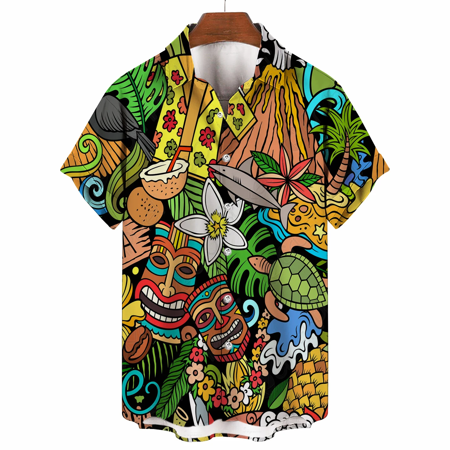 

Men's Shirts Streetwear Beach Male Shirt Short Sleeve Cotton Skull 3D Hawaiian Shirt for Man Oversized Summer Casual Blouse New