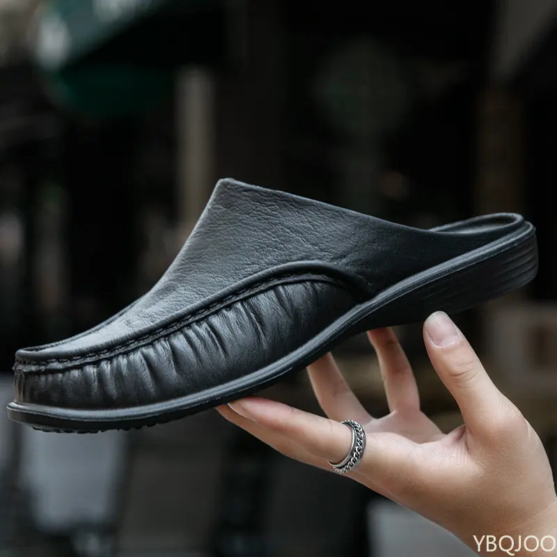 

2023 Shoes Men's Slippers EVA Slip on Flats Shoes Walking Men Half Slipper Comfortable Soft Household Sandals Size 40-47