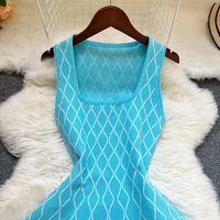 YuooMuoo Brand Fashion A-line Short Women Dress Elegant Y2K Geometric Knitted Summer Dress Female Harajuku Black Party Vestidos - Image 3