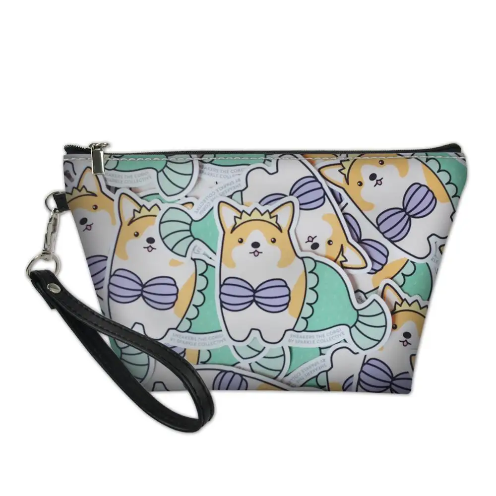 

Woman Makeup Pouch Zip Make Up Bag Cute Corgi Dog 3D Print Women Waterproof Travel Toilet Bag Leather Cosmetic Case For Ladies
