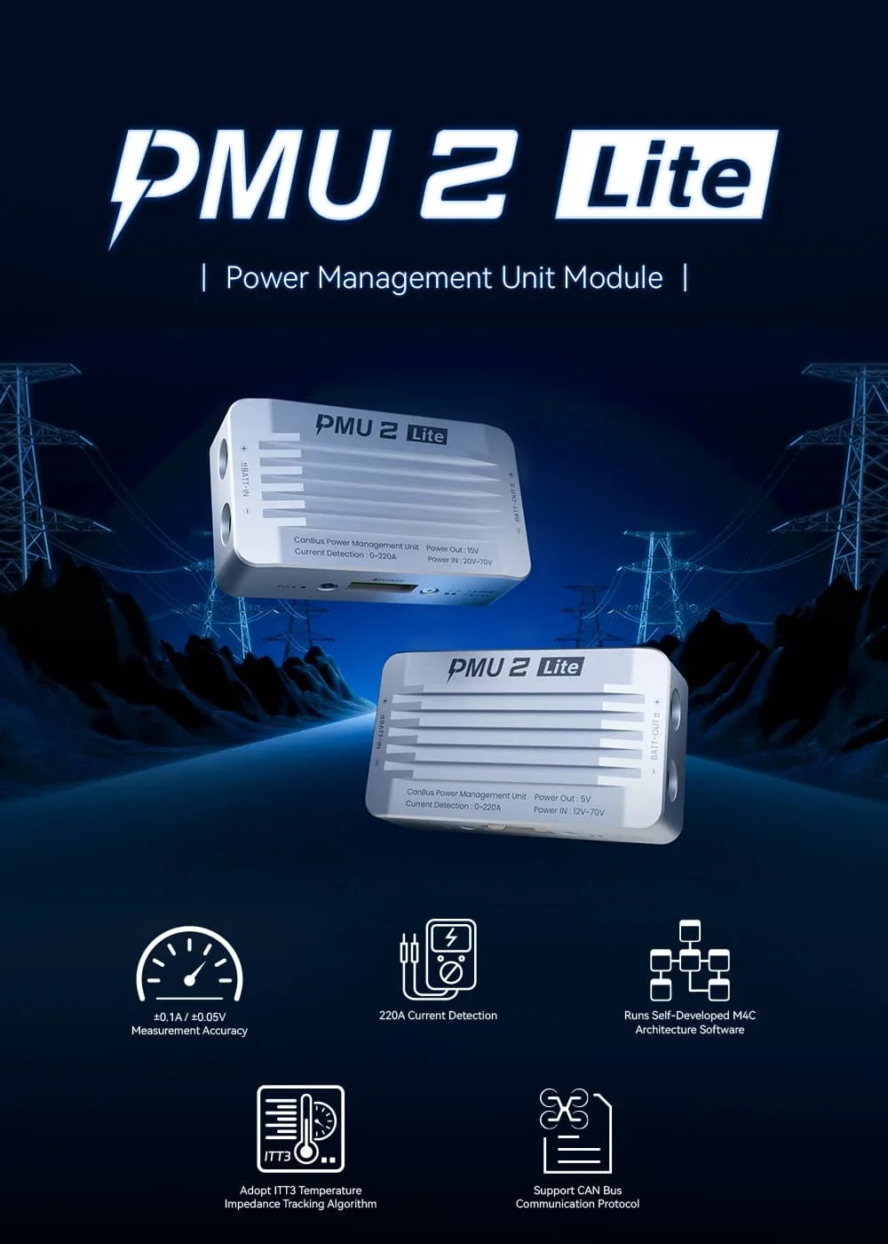 PMU 2 Lite installé dans un simulateur, câbles branchés sur le CAN Bus