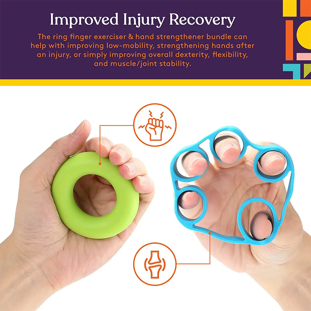 Therapy Kit Finger Exercisers and Hand Strengtheners Grip Dexterity Supports Injury and Recovery Stress Relief Kids Adults