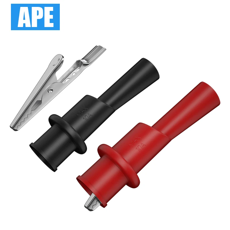 10Pcs Insulation Alligator Clips 2mm Socket Metal Crocodile Clamp Test Accessories Multimeter