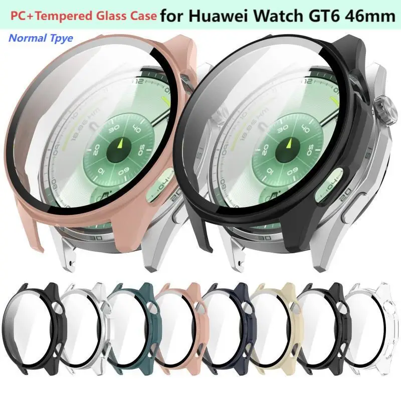 Tempered Glass Protective Case for Huawei Watch GT6 - Full Cover Screen Protector & Bumper