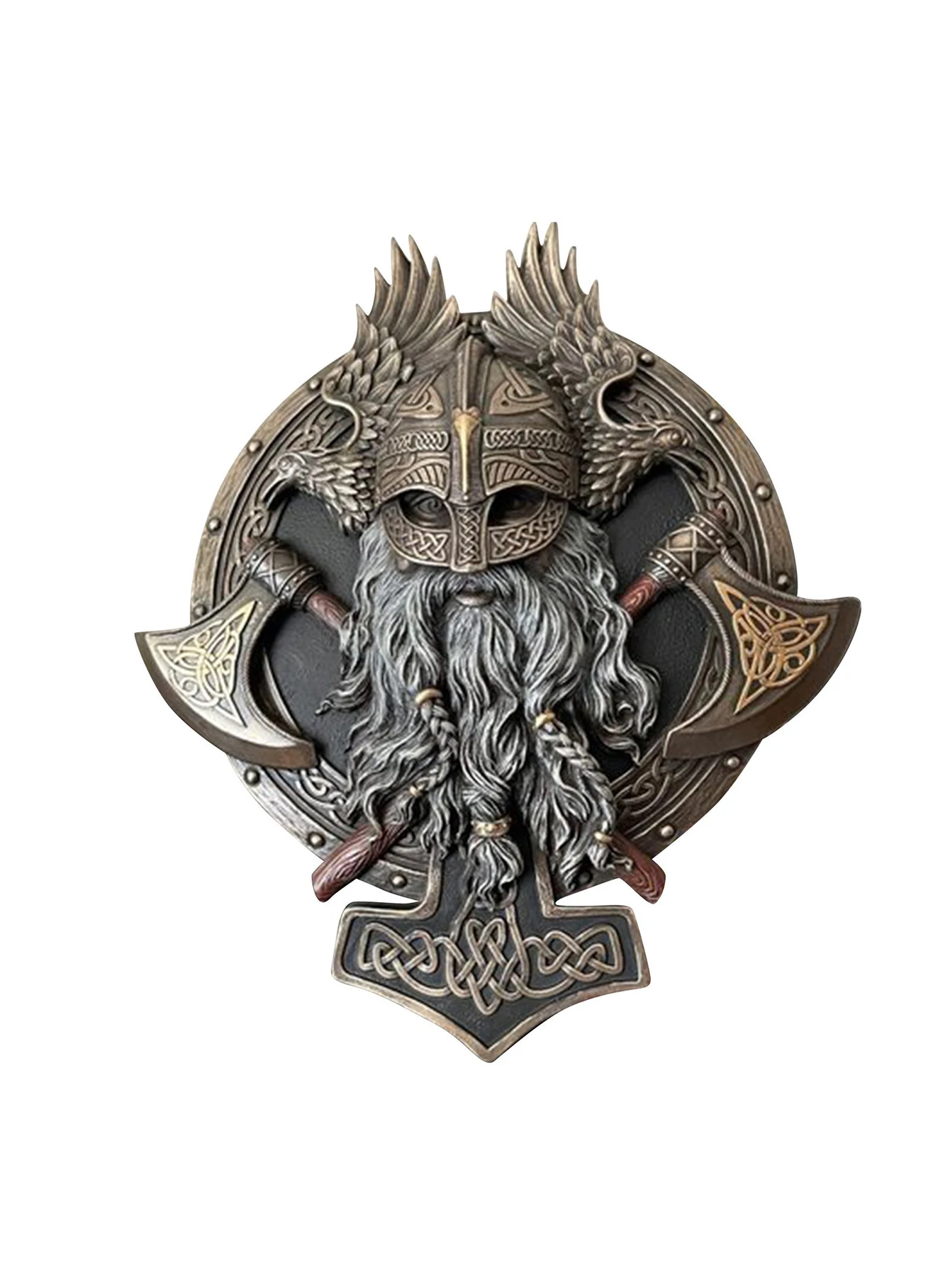 Metal Wall Decor Ares Wall Plaque Valhalla Sculpture Viking Warrior Axe Wall Decoration Home Hanging Decor Holiday Birthday Gift Gothic