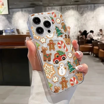Cute Snowman Christmas Tree Magsafe Magnetic Phone Case For iPhone 17 Air 16e 16 Pro Max 15 14 Plus 13 12 Mini 11 Pro Back Cover