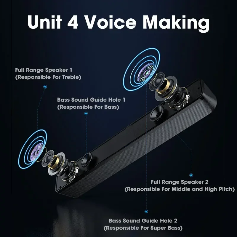 Computer Speakers Bluetooth 4D Surround Speaker Home Theater Sound System Computer Soundbar For TV Subwoofer Wired Stereo Strong Bass