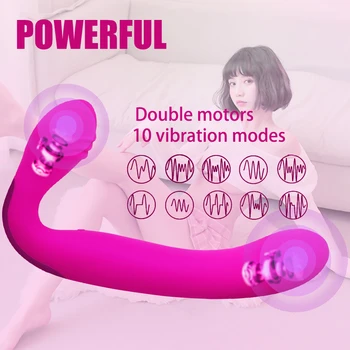 Dual Motors Butt Plug Strapon Dildo Vibrators G Spot Vagina Massager Sex Toy for Couple Women Anal Intimate Erotic Masturbator 2