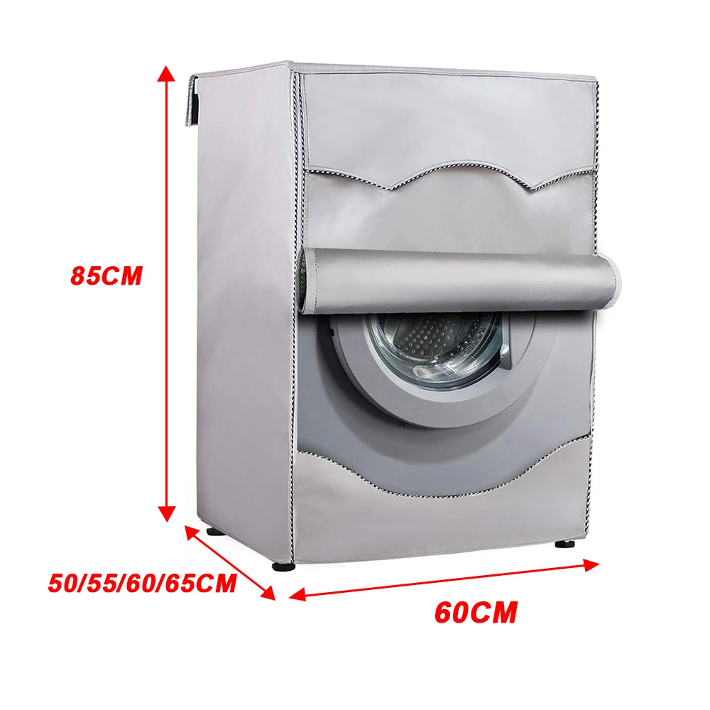 Washing Machine Cover Sunscreen Waterproof Case Front Load Laundry Dryer Covers Dustproof Silver Coating