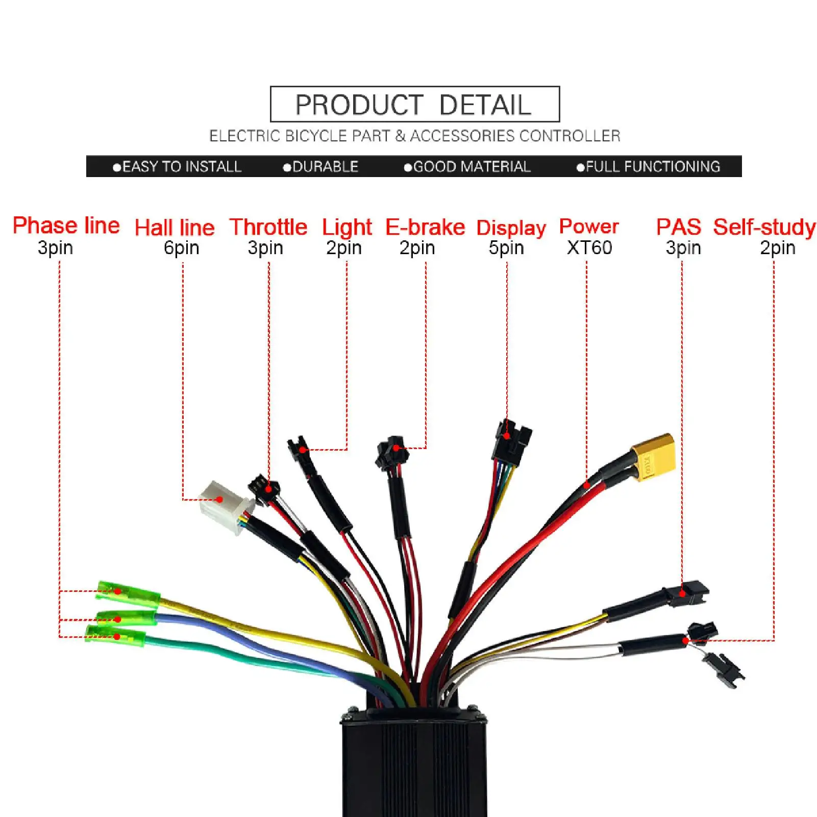 30A Brushless Motor Controller Kit with SW900 LCD Display-3 Mode Sinusoidal Wave for Enhanced Performance