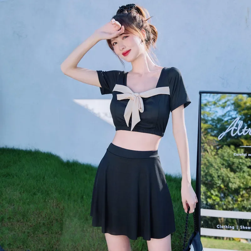 

2023 New Women Swimwear Biquini Push Up Two Piece Sexy High Waist Bikini Swimsuit Halter Bathing Suit Korea Ladies Swimskirt