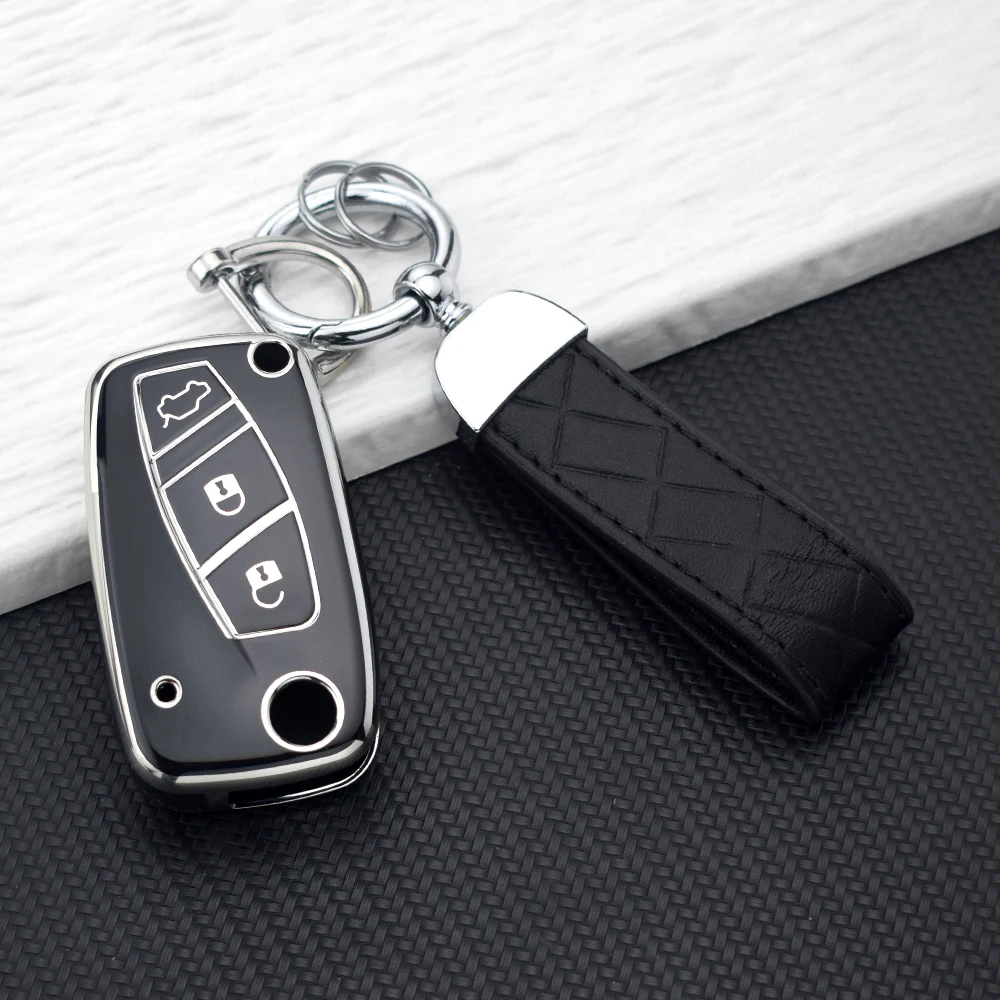 Premium Flip TPU Car Key Fob Case Cover - Full Protection Key Holder and Keychain Accessory